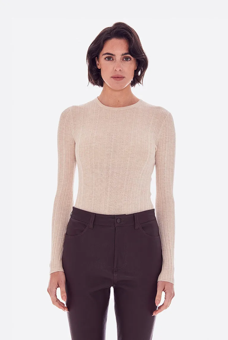 CASHMERE SILK RIB POINTELLE KNIT CREWNECK sold by RENGGLI product image thumbnail 2