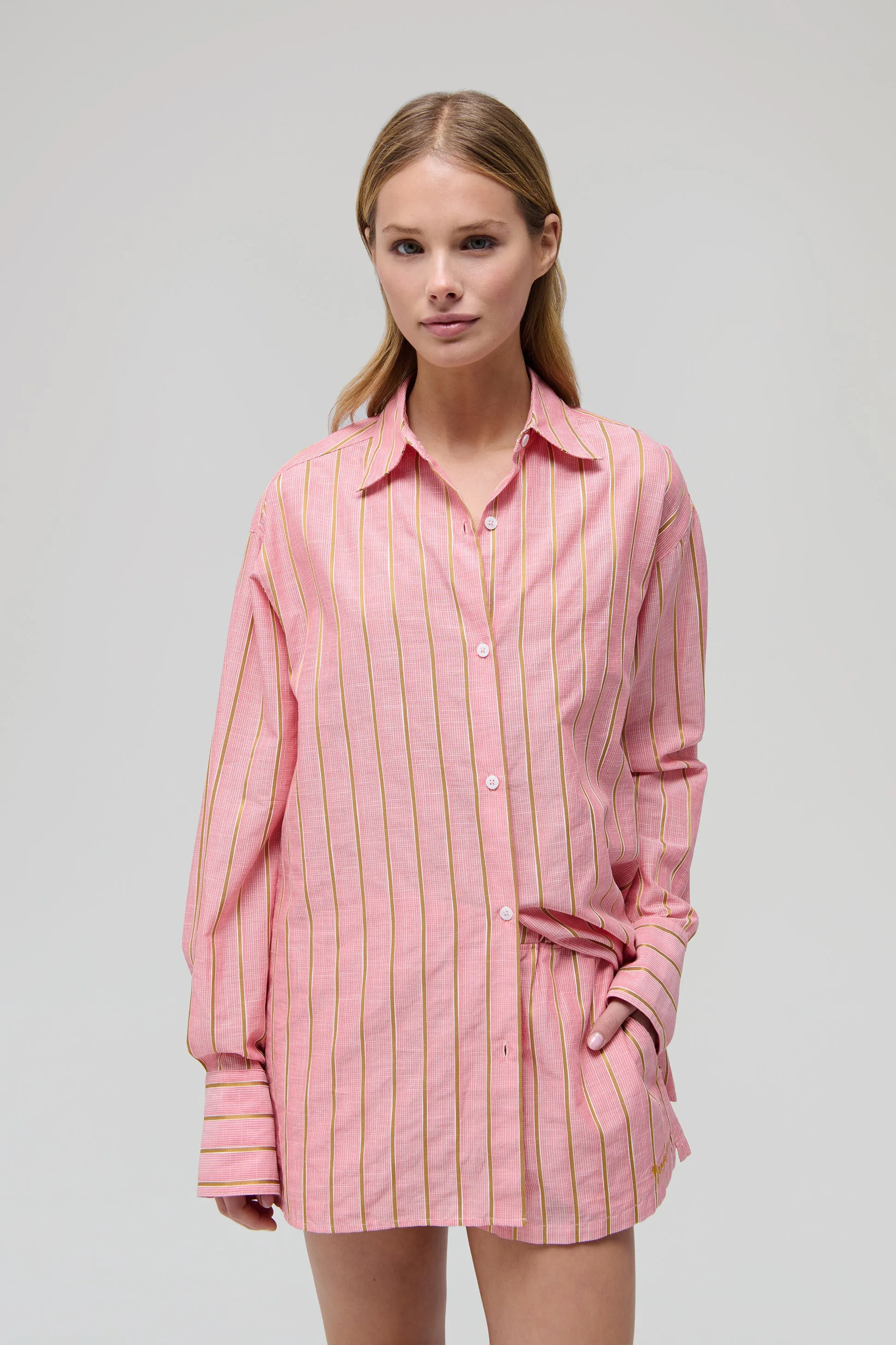 STRIPE BOXY LONG SLEEVE BUTTON UP sold by RENGGLI product image thumbnail 2