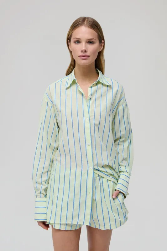 STRIPE BOXY LONG SLEEVE BUTTON UP made by RENGGLI
