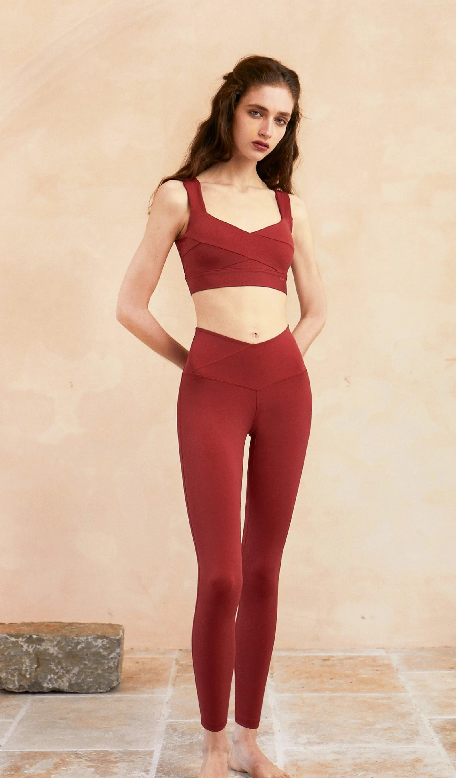 ANIKA V-cut Yoga Pants - Red sold by Visual Mood product image thumbnail 4