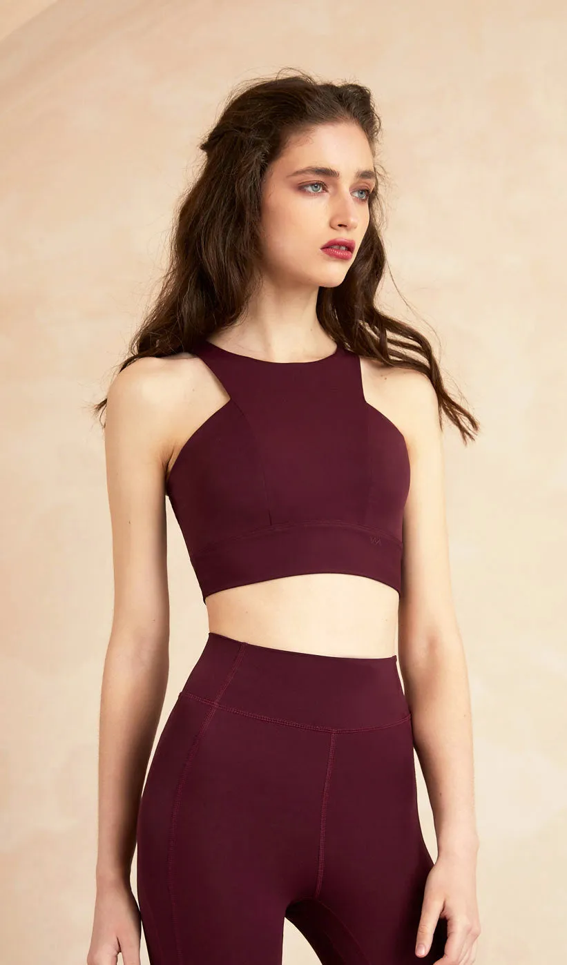 JOSIE High-neck Yoga Bra - Dark Red sold by Visual Mood