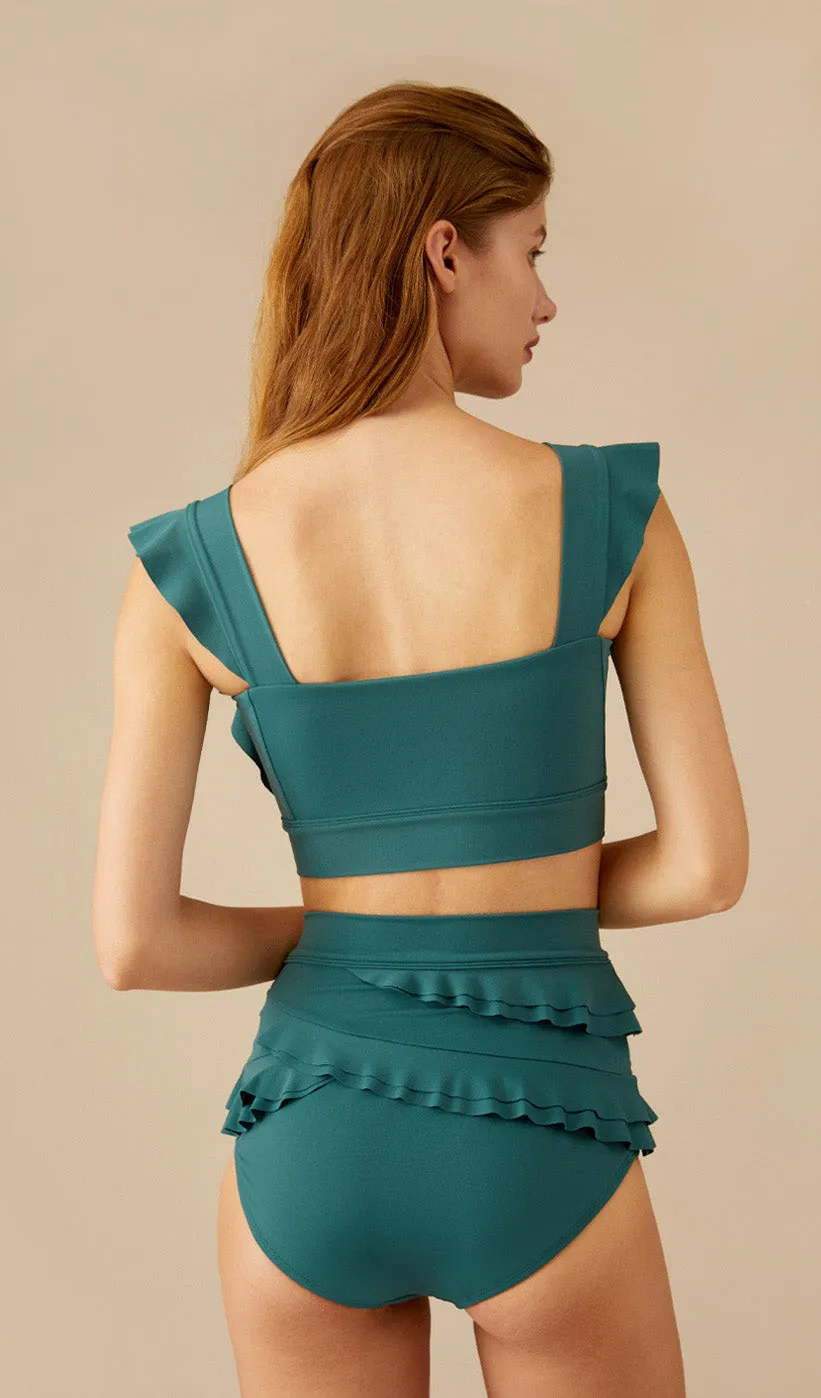 SERENA Ruffled Bikini Set - Hunter Green sold by Visual Mood product image thumbnail 2