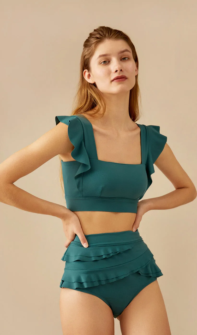 SERENA Ruffled Bikini Set - Hunter Green sold by Visual Mood product image thumbnail 4