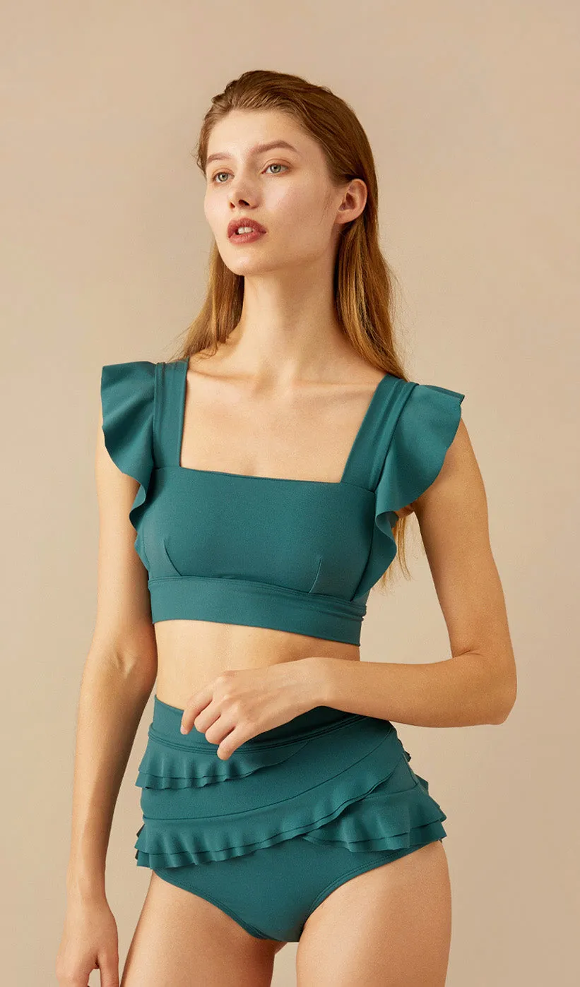 SERENA Ruffled Bikini Set - Hunter Green sold by Visual Mood product image thumbnail 3