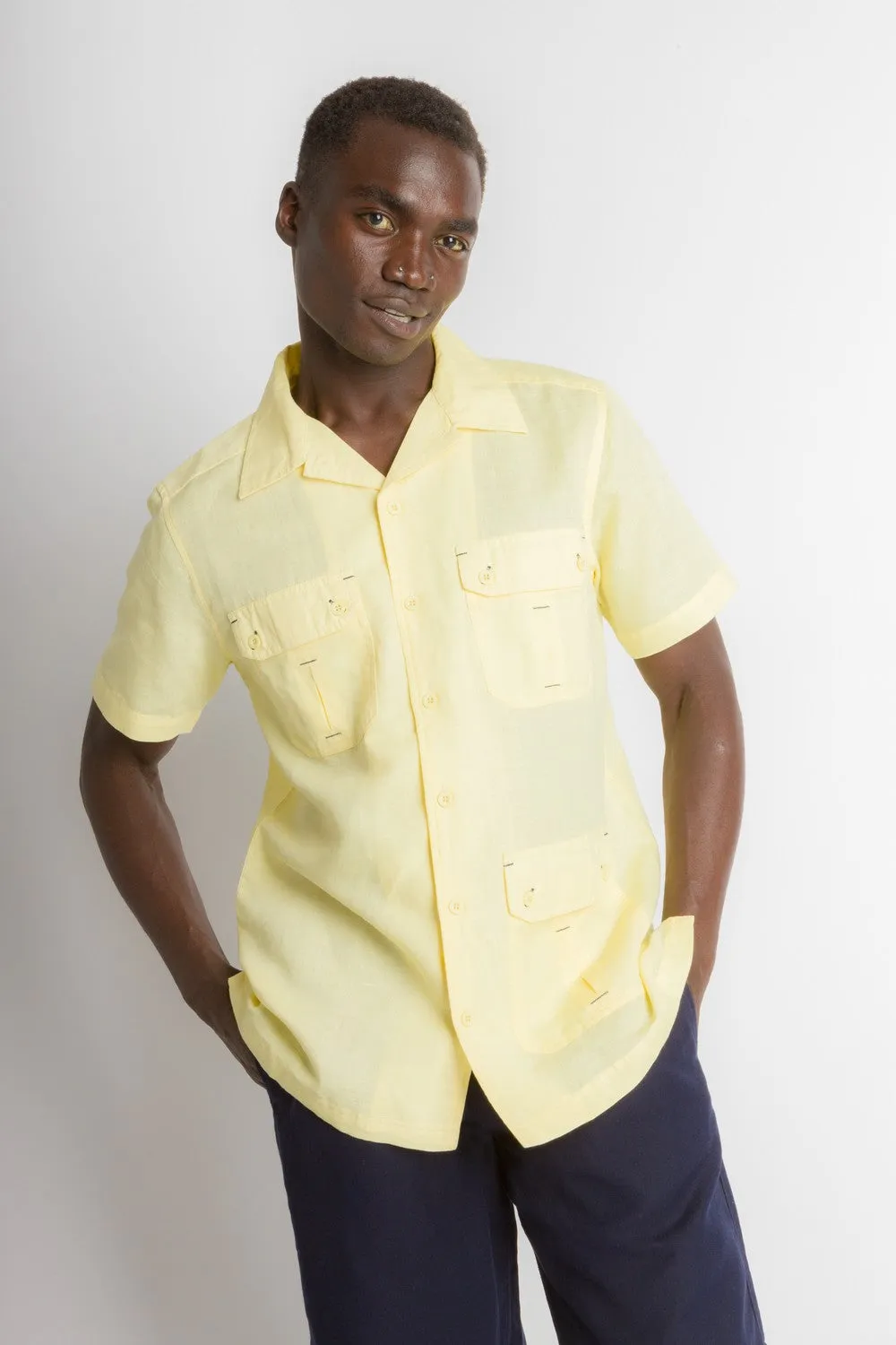 MStar | Men's Linen Cotton Blend Short Sleeve Safari Shirt sold by Ably Apparel product image thumbnail 5