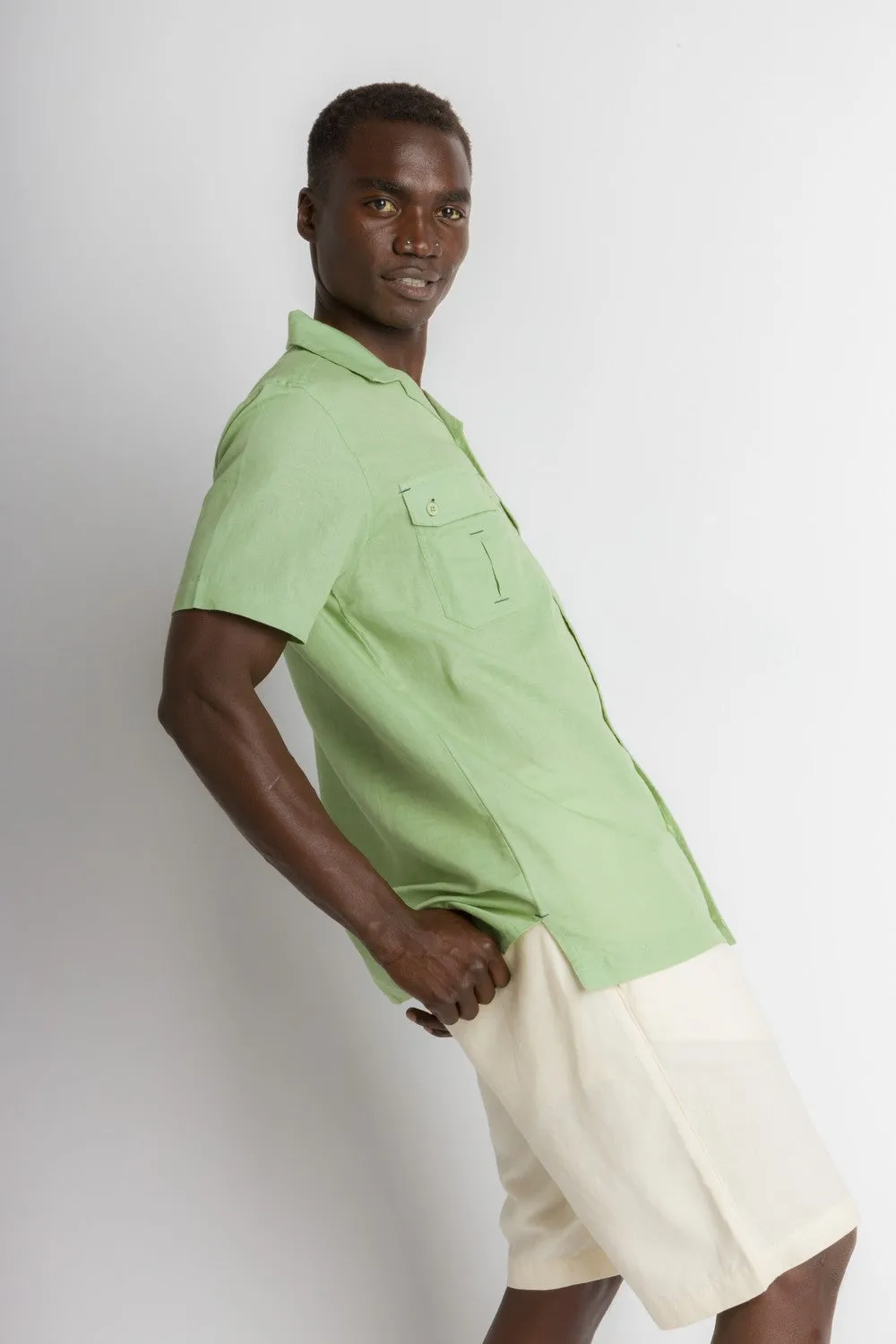 MStar | Men's Linen Cotton Blend Short Sleeve Safari Shirt sold by Ably Apparel product image thumbnail 2