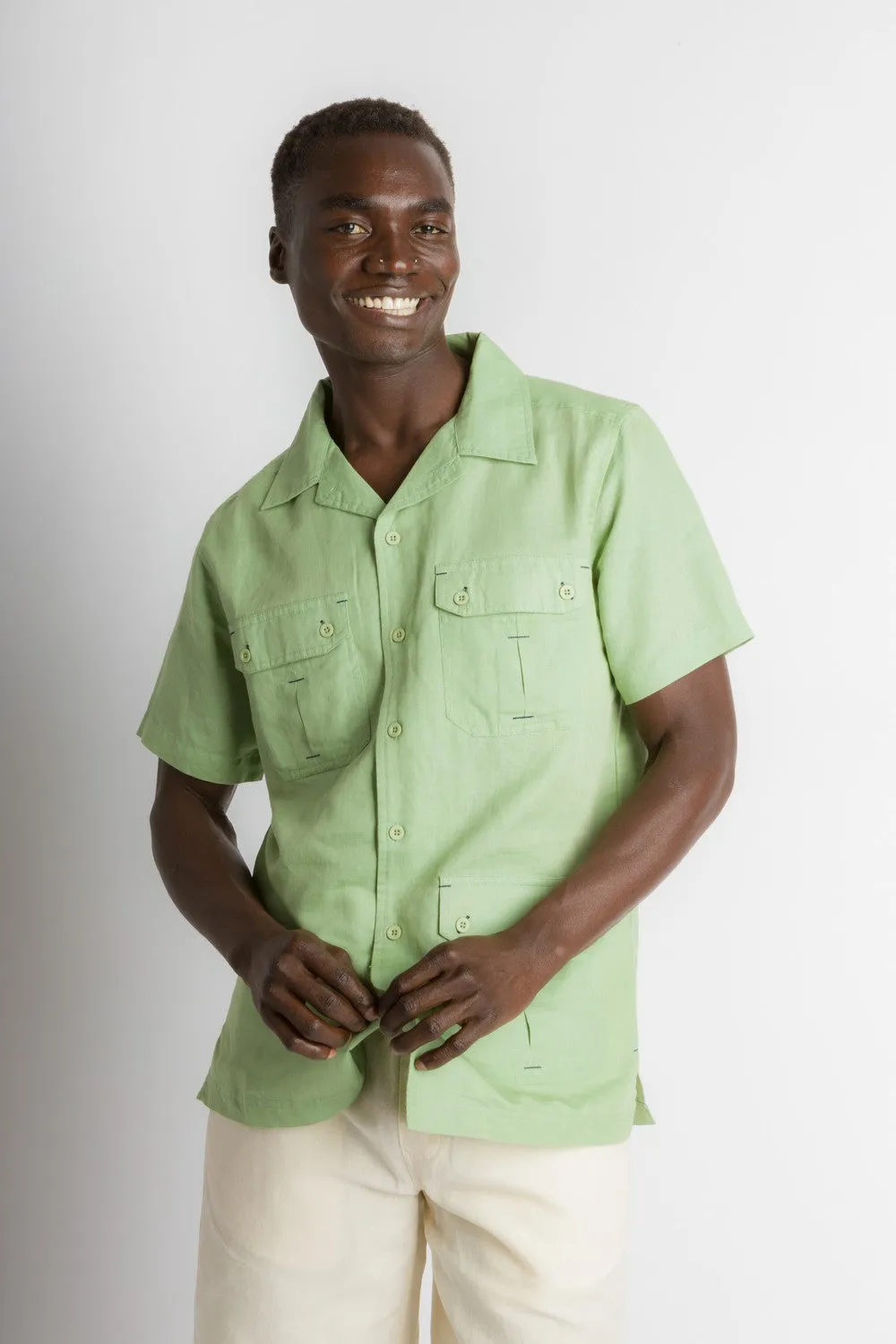 MStar | Men's Linen Cotton Blend Short Sleeve Safari Shirt sold by Ably Apparel