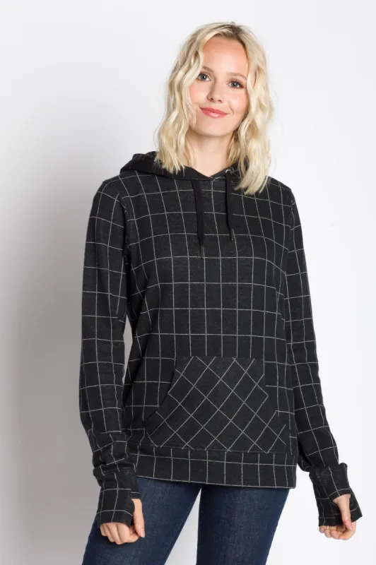 Cecilia | Women's Hooded Windowpane Lightweight Sweatshirt sold by Ably Apparel