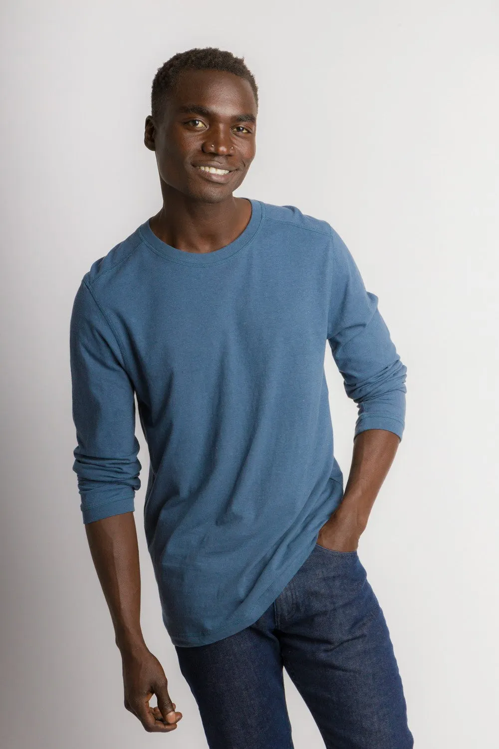 Ivan | Men's Stain Proof Relaxed Long Sleeve Cotton Linen Knit Top sold by Ably Apparel