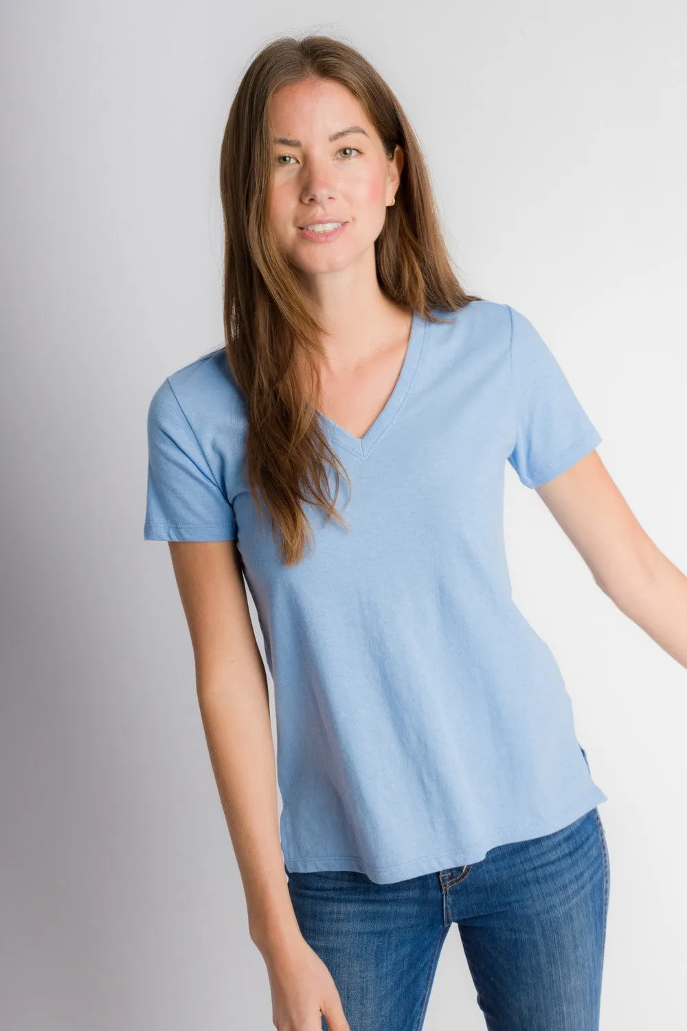 Scarlett | Women's Anti-Stain Linen Cotton Blend V-Neck T-Shirt sold by Ably Apparel product image thumbnail 5