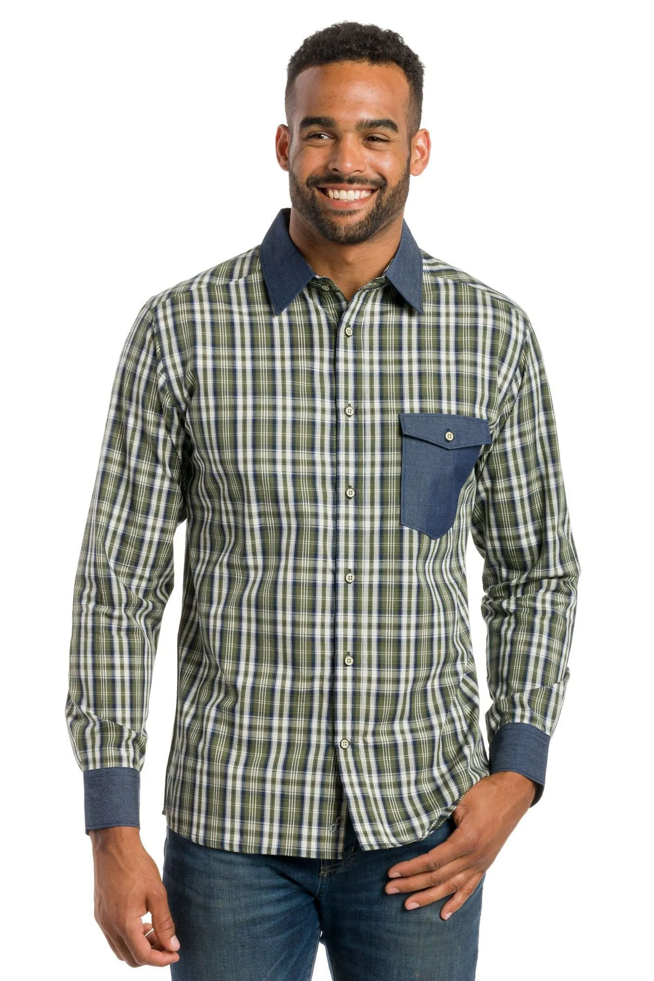 York | Men's Long Sleeve Shirt With Trim sold by Ably Apparel