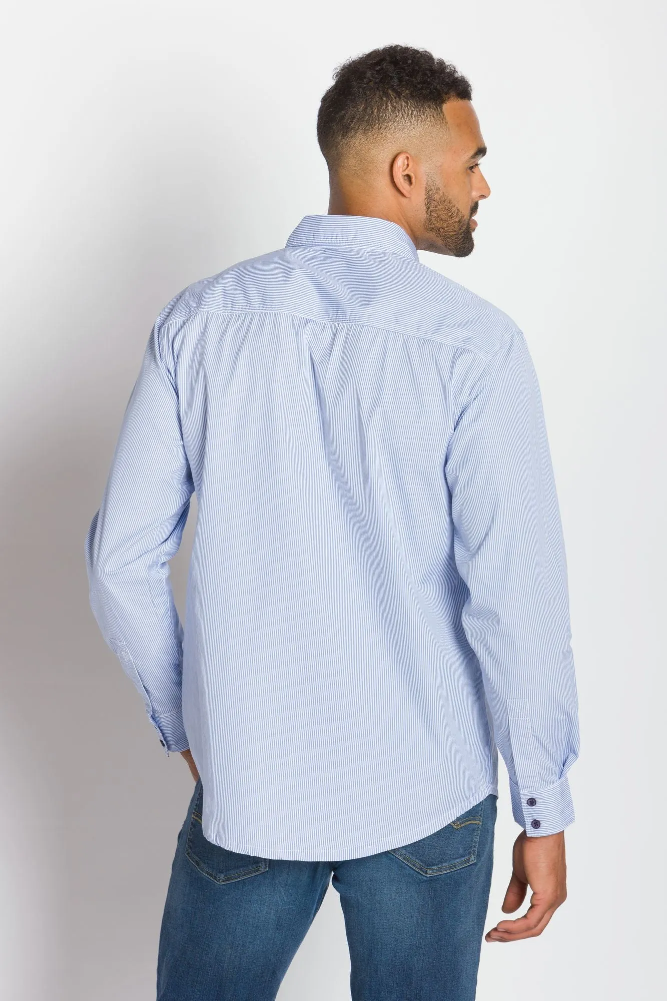 St Tropez | Men's Cotton Pinstripe Button Up Shirt sold by Ably Apparel product image thumbnail 3