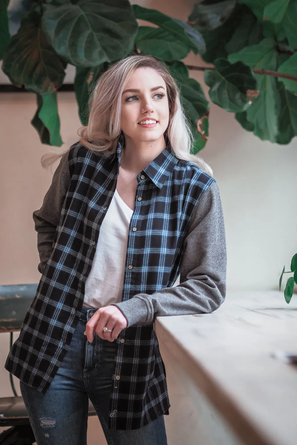 Aria | Women's Long Sleeve Flannel Tunic sold by Ably Apparel product image thumbnail 4
