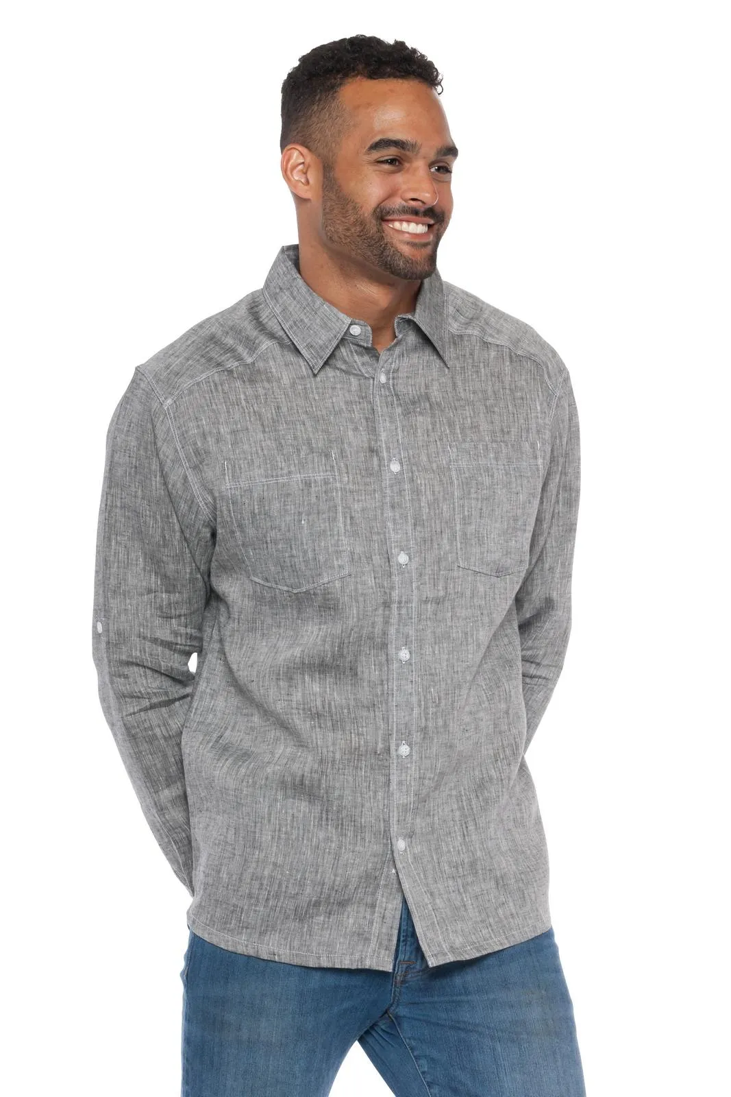 Napali | Men's Stain Resistant Long Sleeve Linen Shirt sold by Ably Apparel