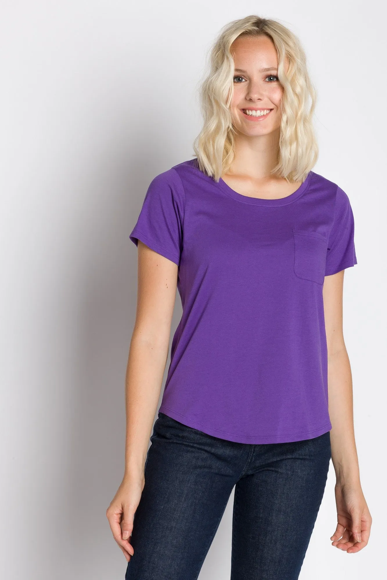 Polly | Women's Anti-Stain Dropped Neckline Tee sold by Ably Apparel
