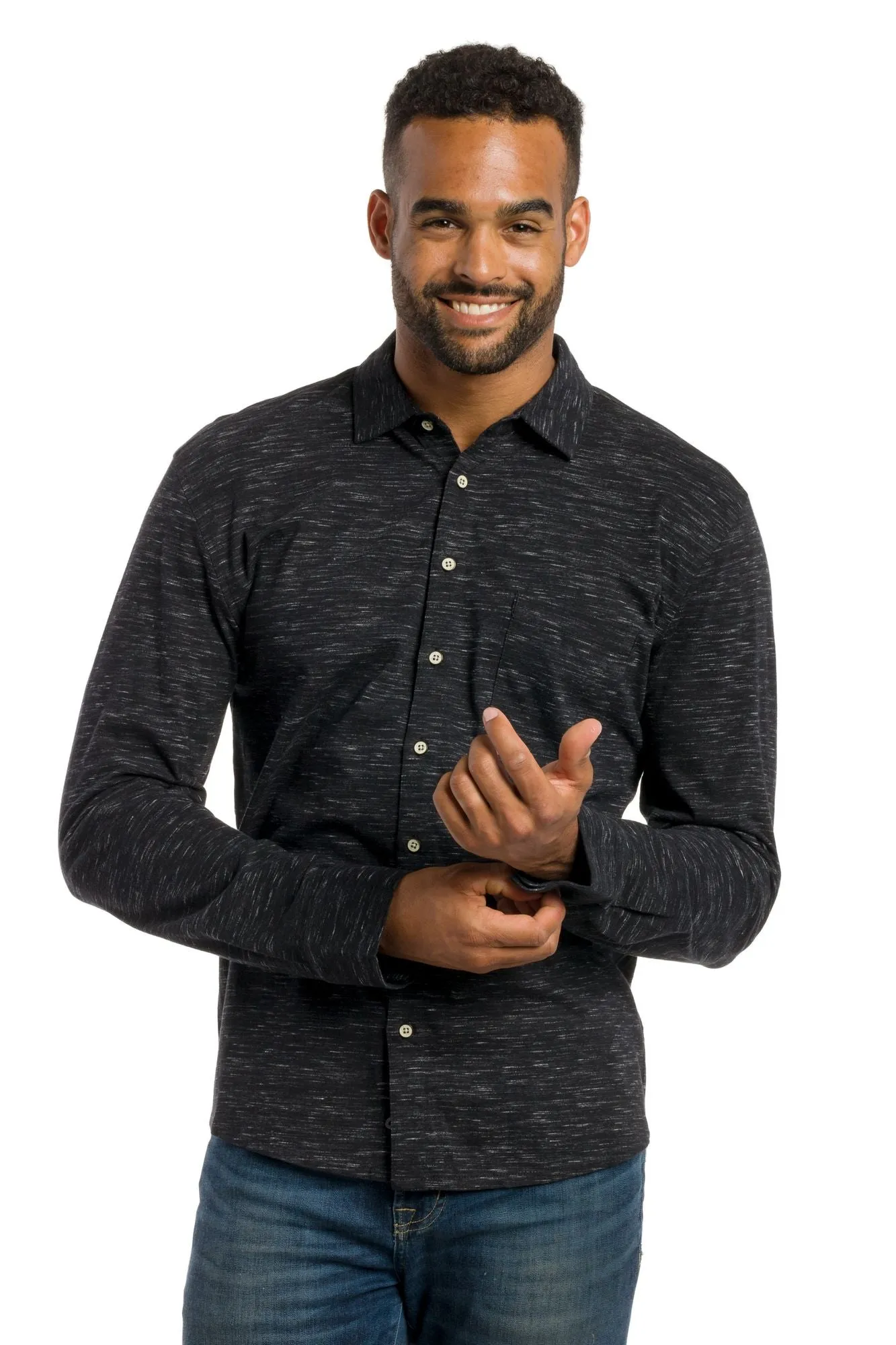 Shay | Men's Injected Slub Button Up Long Sleeve Shirt sold by Ably Apparel