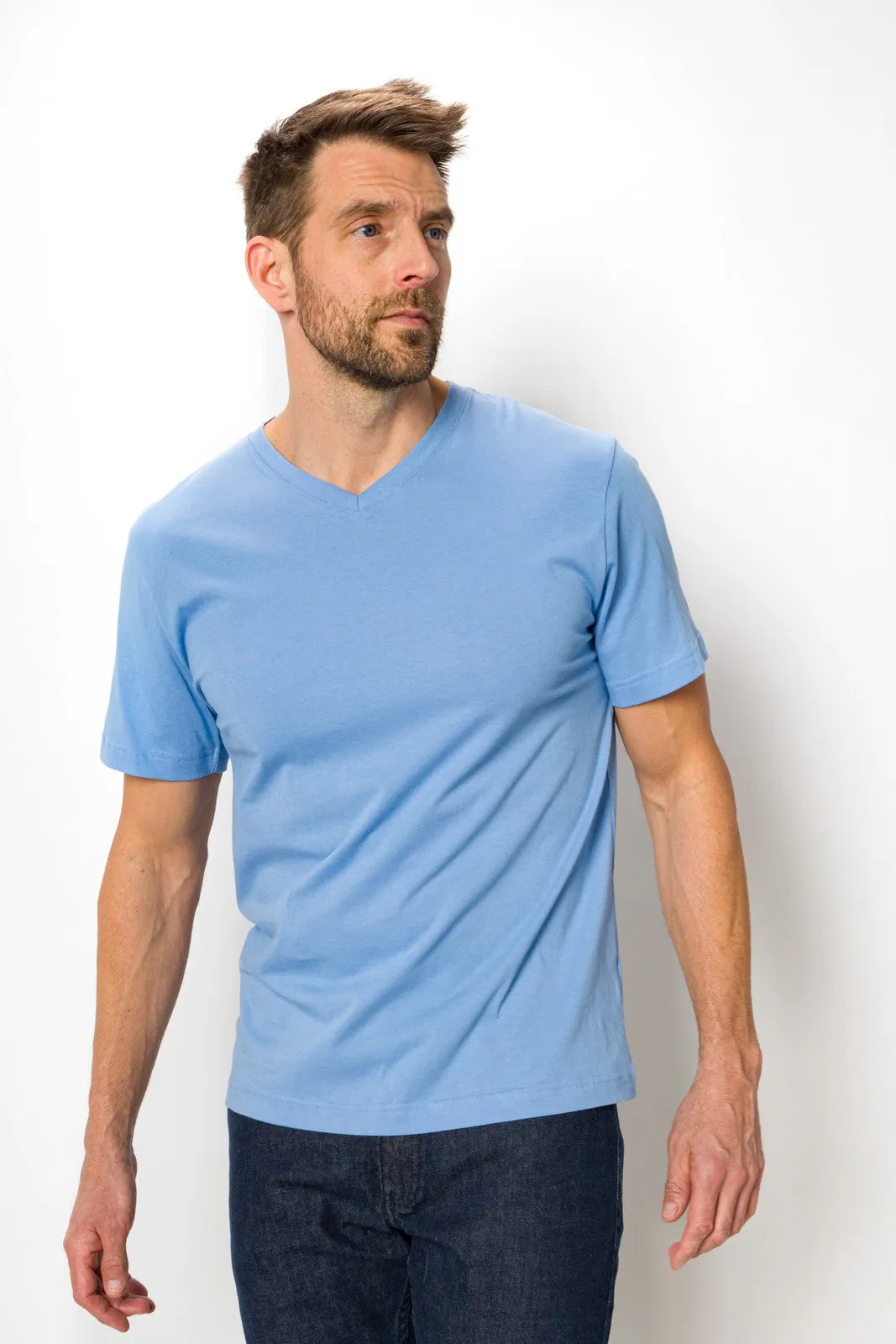 Jamison | Men's Anti-Stain V-neck Tee sold by Ably Apparel