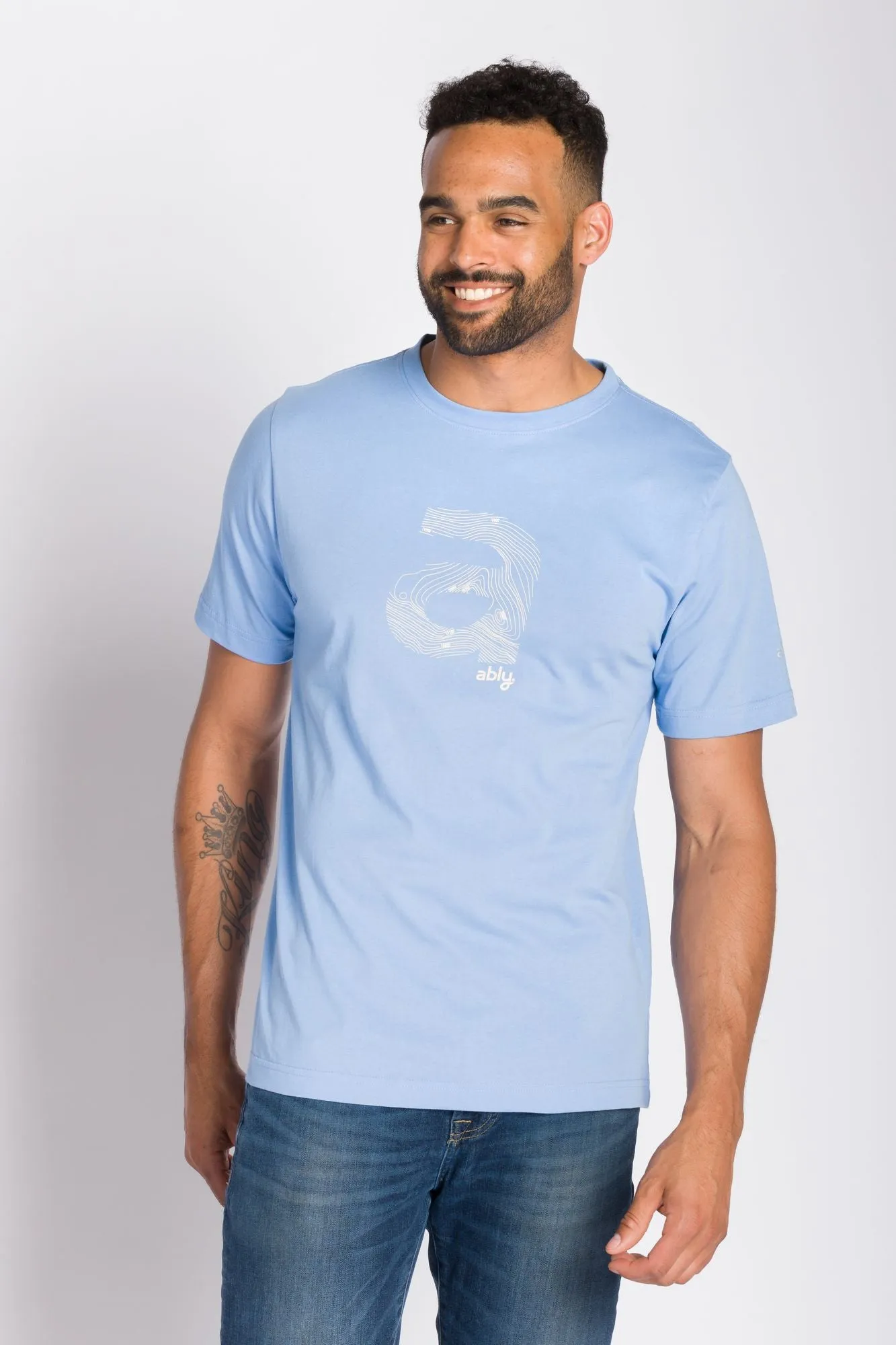 Topographical A | Men's Imprinted T-Shirt sold by Ably Apparel