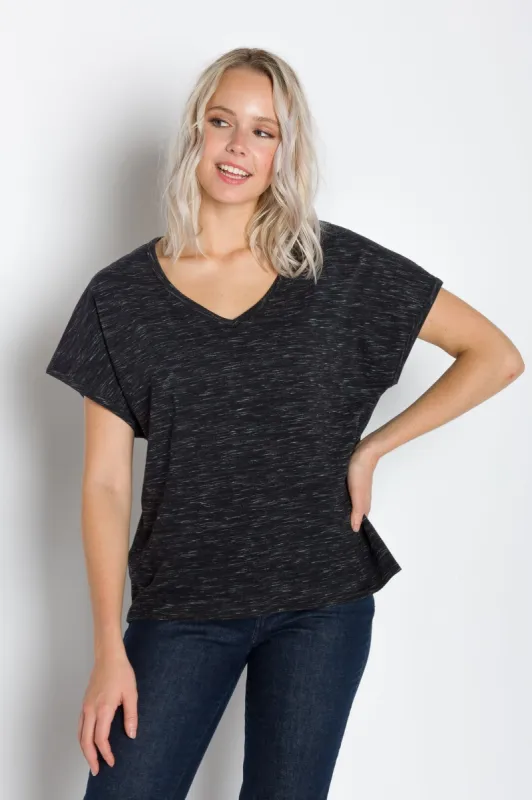 Daisy | Women's Short Sleeve Relaxed V-Neck Slub Knit Top sold by Ably Apparel