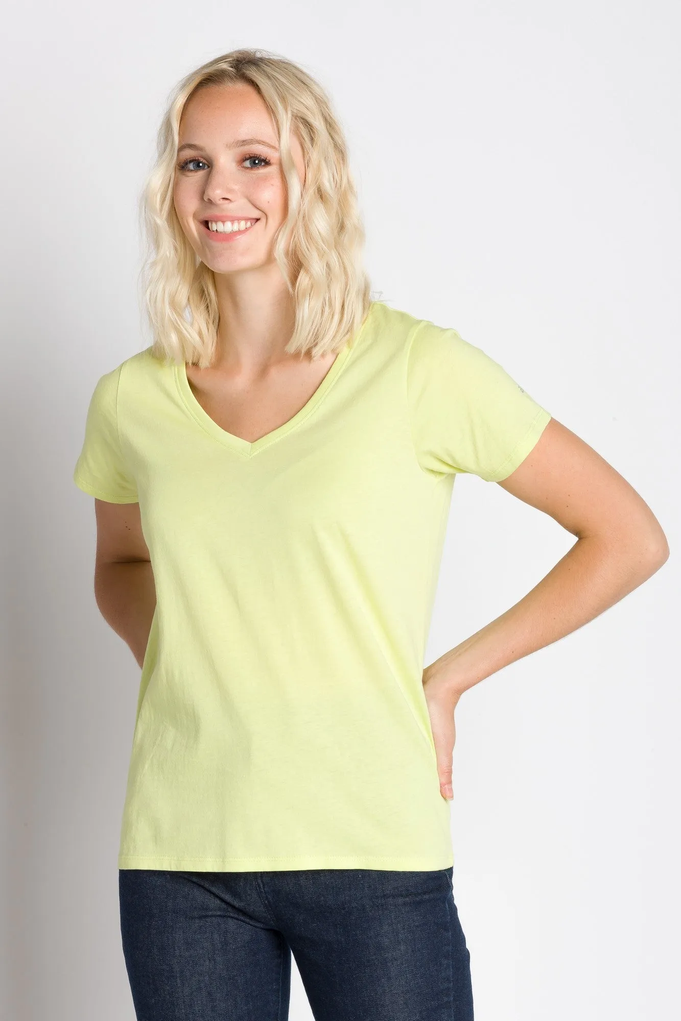 Vanessa | Women's Anti-Stain Deep V-neck sold by Ably Apparel