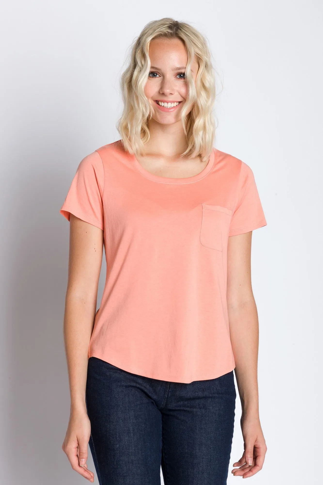 Polly | Women's Anti-Stain Dropped Neckline Tee sold by Ably Apparel