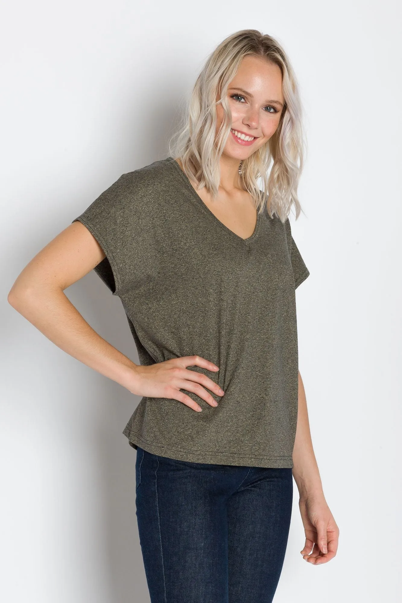 Marigold | Women's V-Neck Grindle Jersey Top sold by Ably Apparel product image thumbnail 2