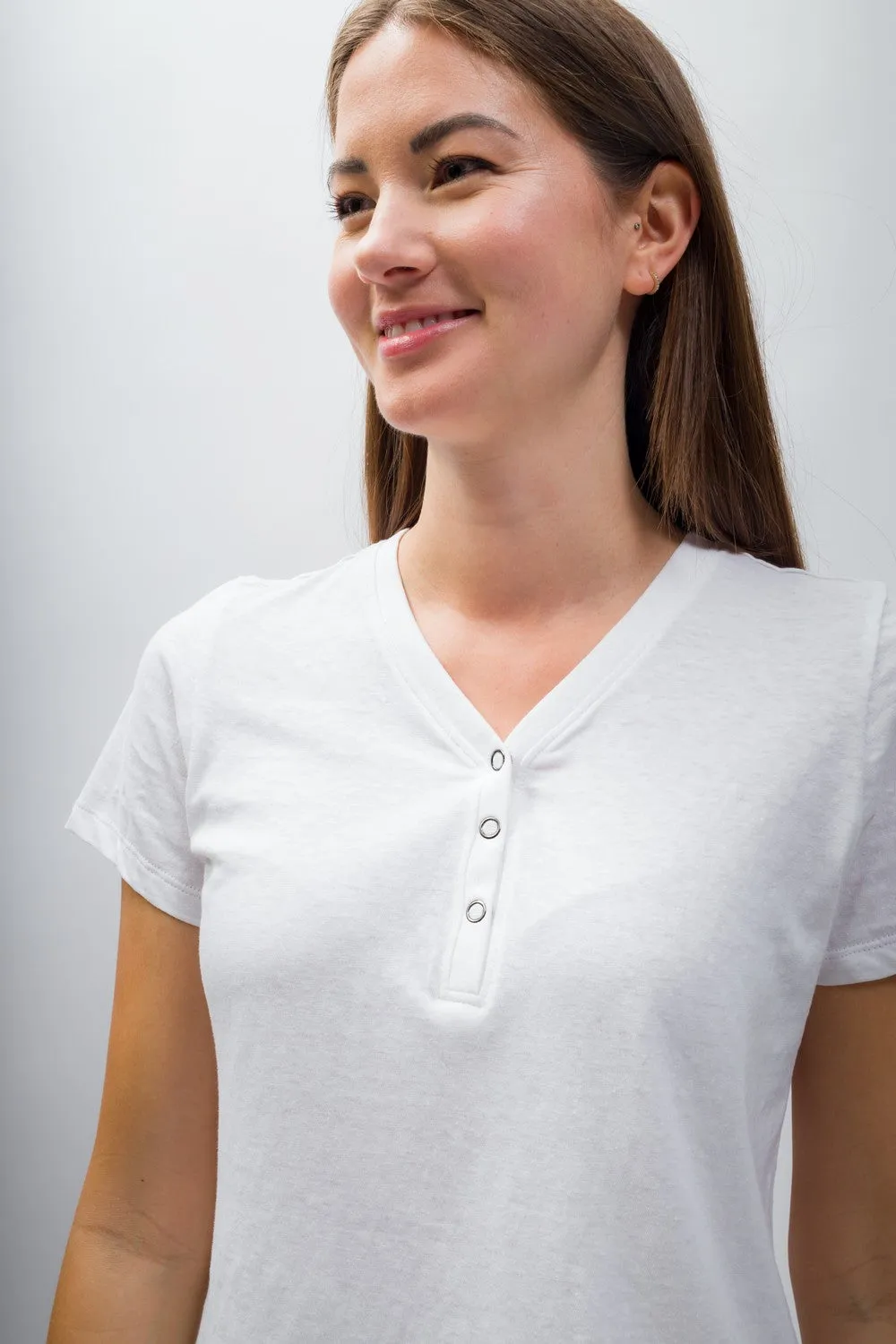 Natalie | Women's Anti-Stain Linen Cotton Blend Henley Top sold by Ably Apparel product image thumbnail 2