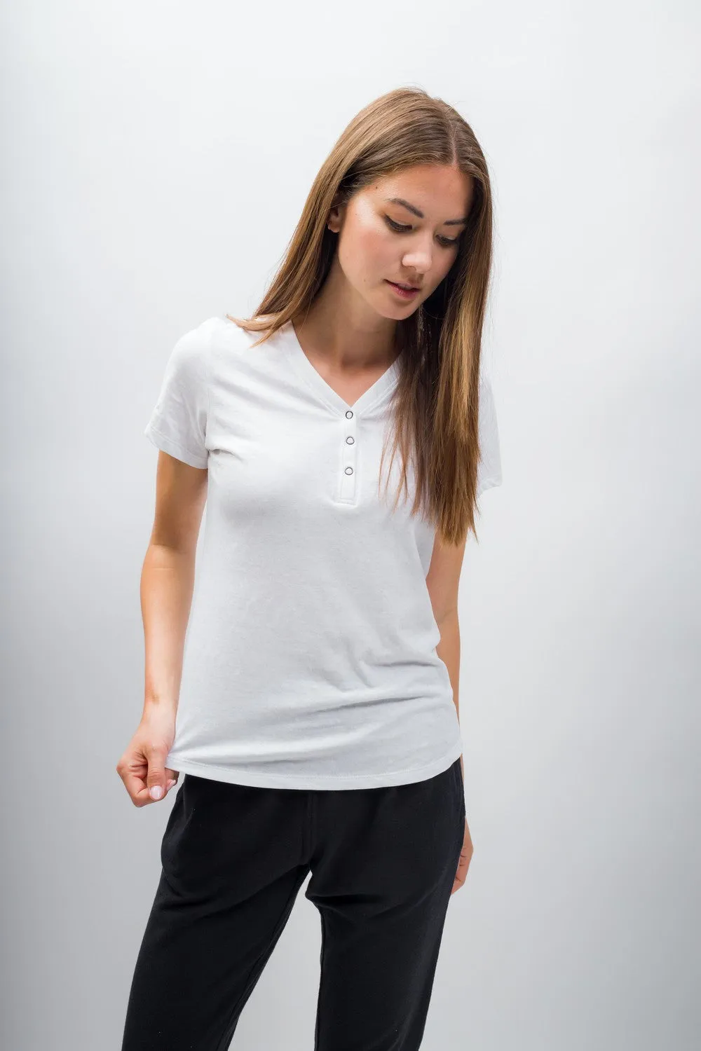 Natalie | Women's Anti-Stain Linen Cotton Blend Henley Top sold by Ably Apparel product image thumbnail 4