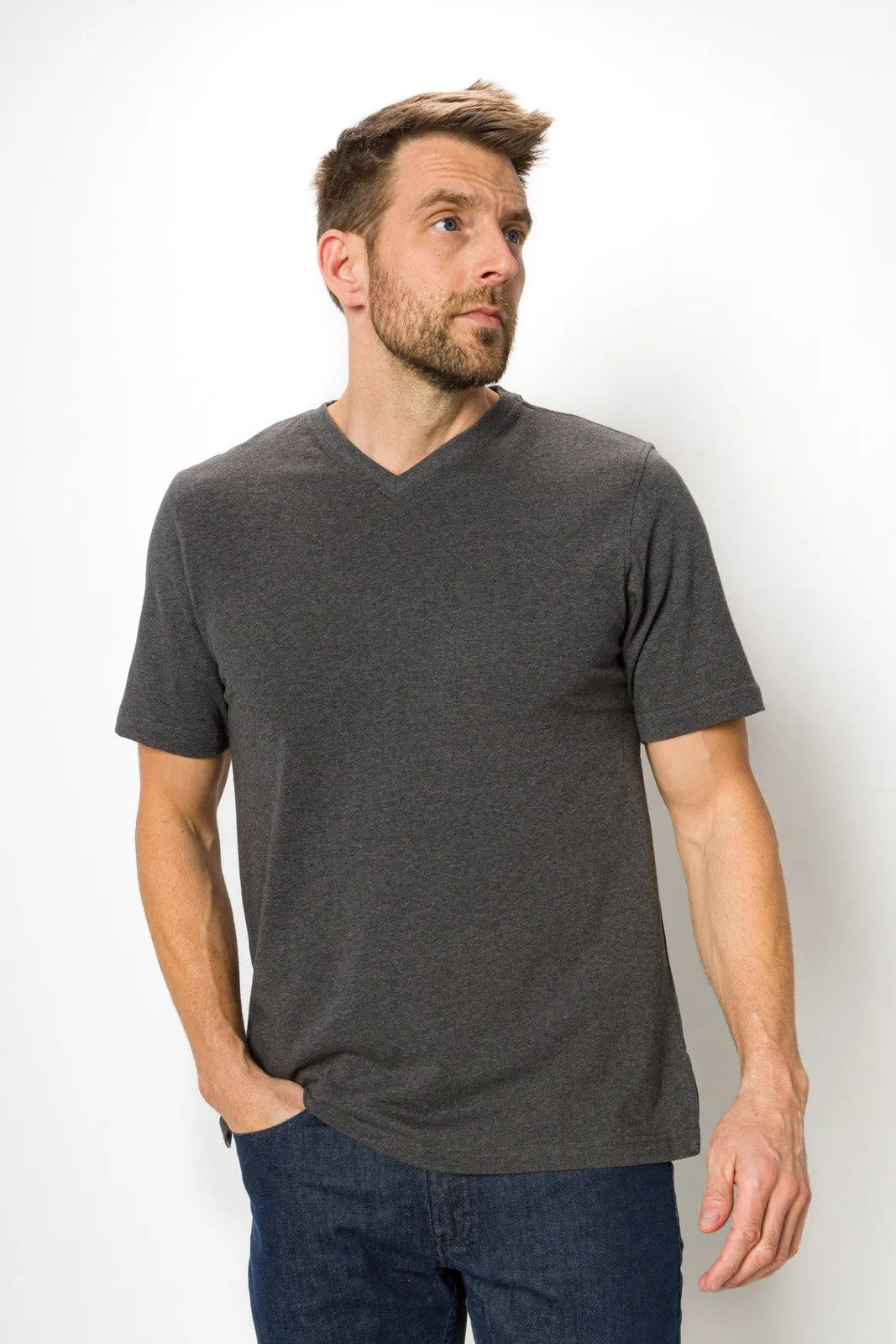 Jamison Heavy Tee | Men's Anti_Stain Short Sleeve V-neck Tee sold by Ably Apparel