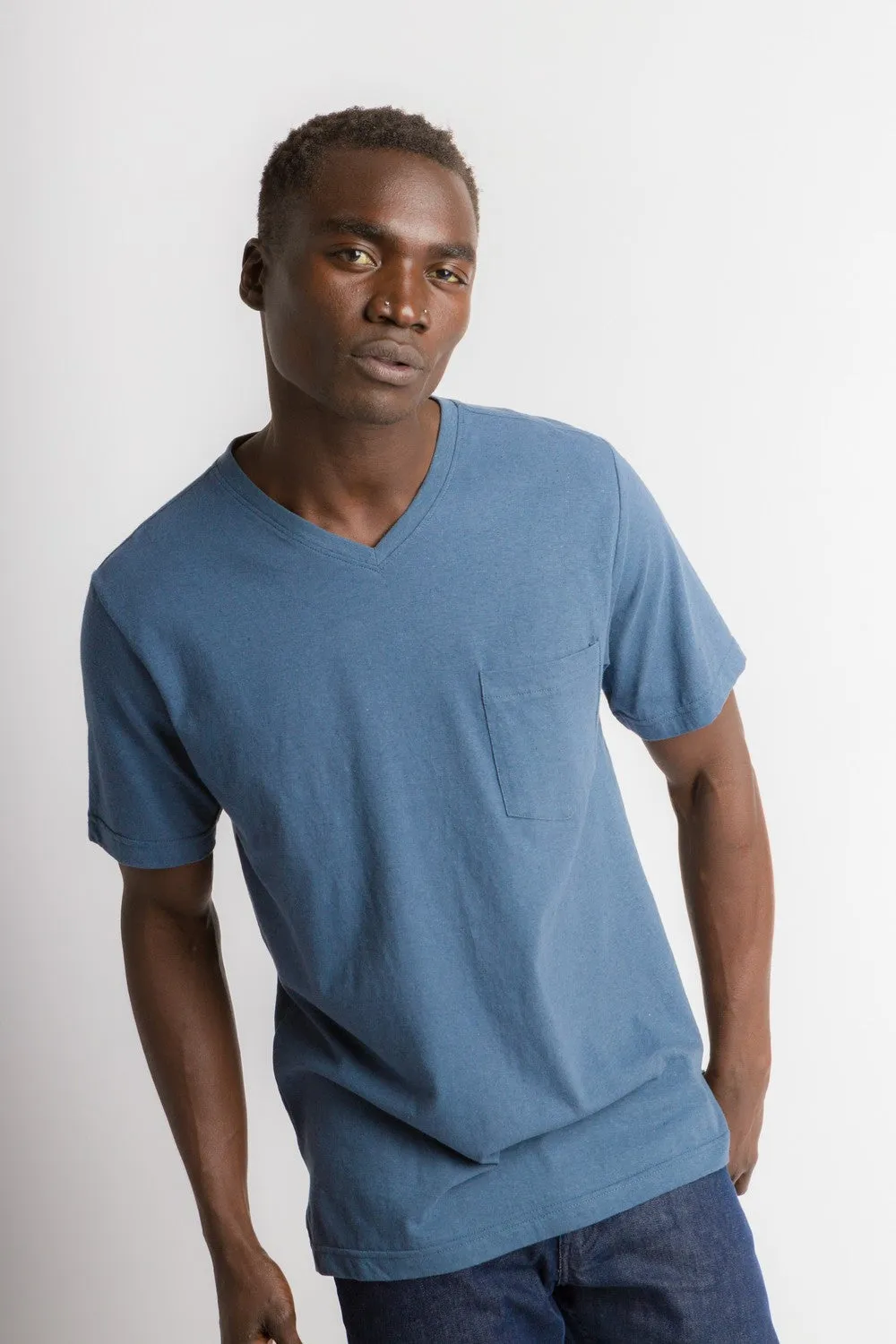 Oliver | Men's Anti-Stain Cotton Linen Blend V-Neck Pocket T-Shirt sold by Ably Apparel