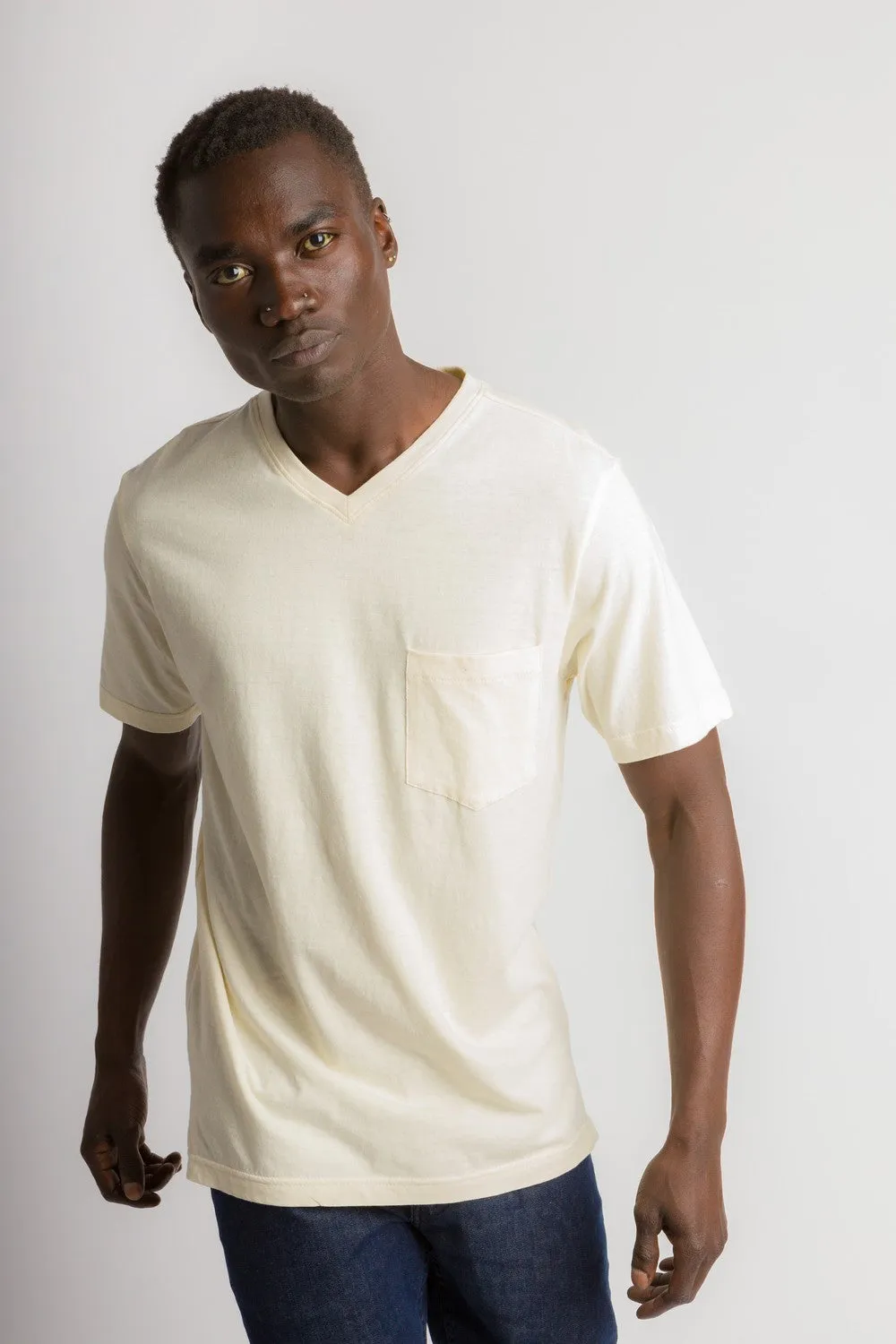 Oliver | Men's Anti-Stain Cotton Linen Blend V-Neck Pocket T-Shirt sold by Ably Apparel product image thumbnail 4