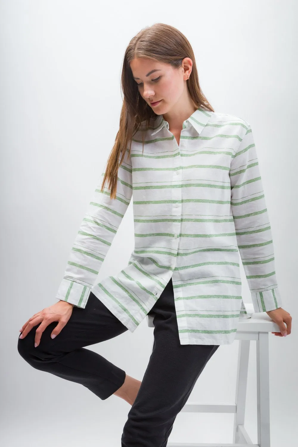 Ruth | Women's Anti-Stain Linen Cotton Blend Long Sleeve Tunic Top sold by Ably Apparel product image thumbnail 4