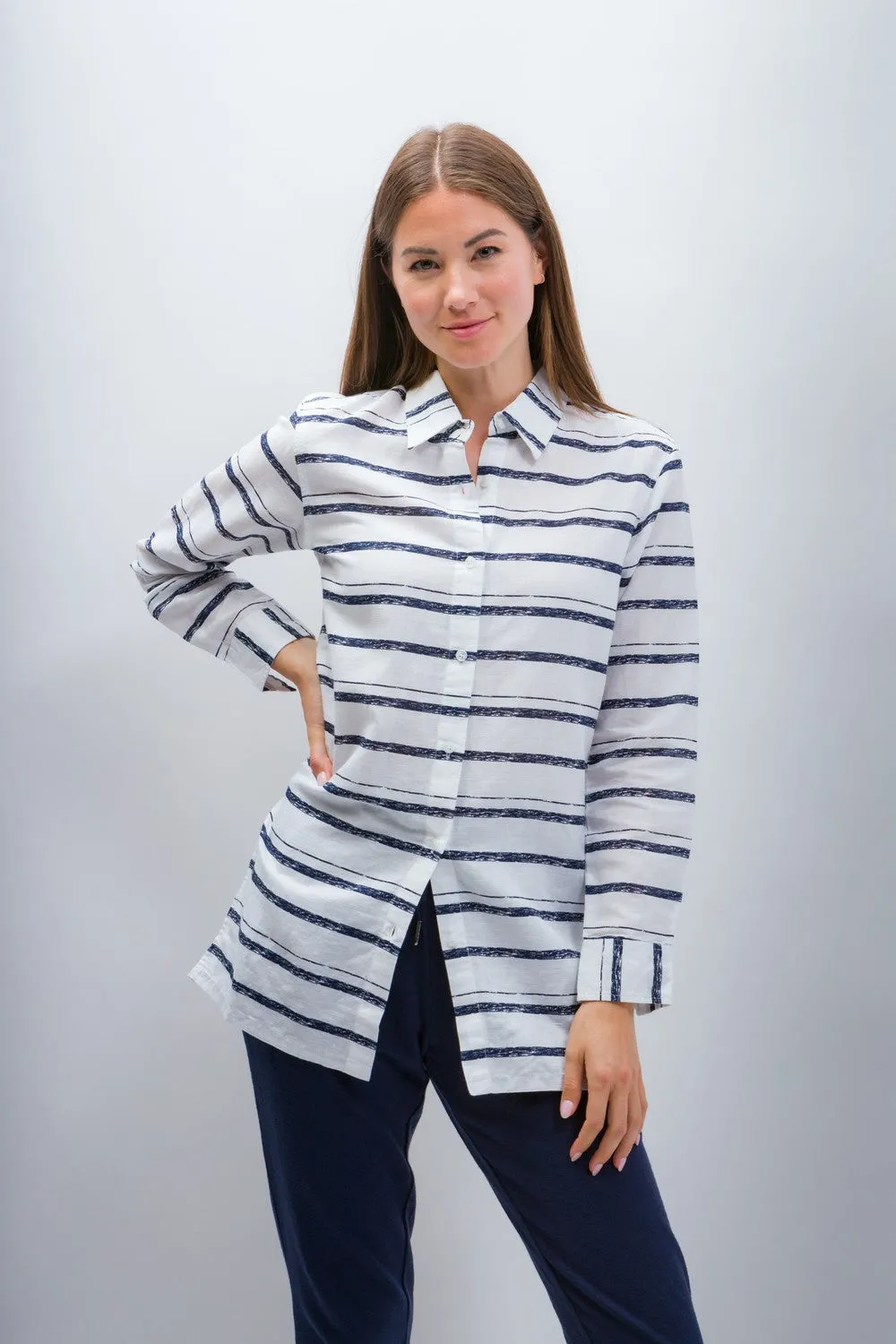 Ruth | Women's Anti-Stain Linen Cotton Blend Long Sleeve Tunic Top sold by Ably Apparel