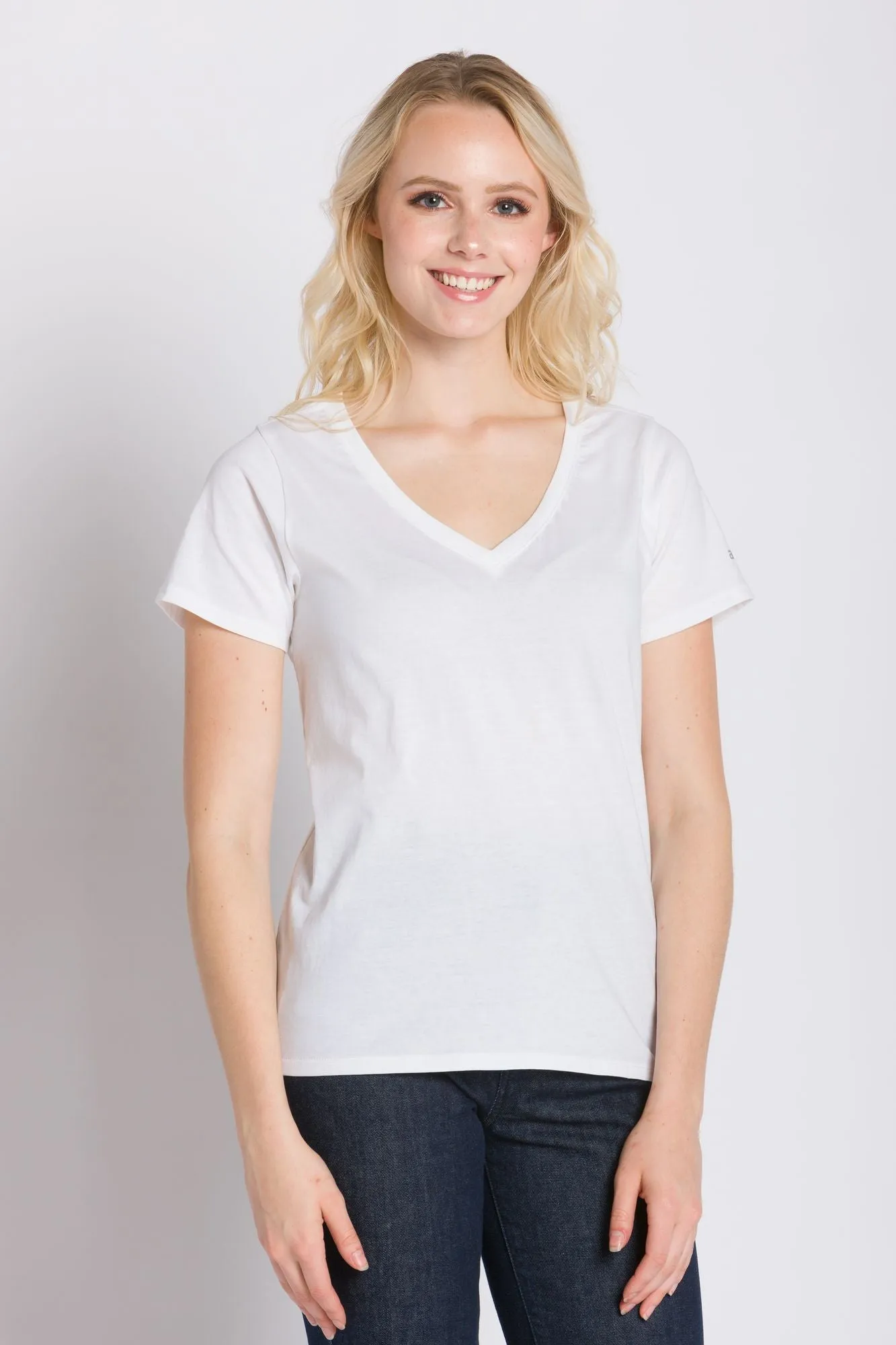 Vanessa | Women's Anti-Stain Deep V-neck sold by Ably Apparel