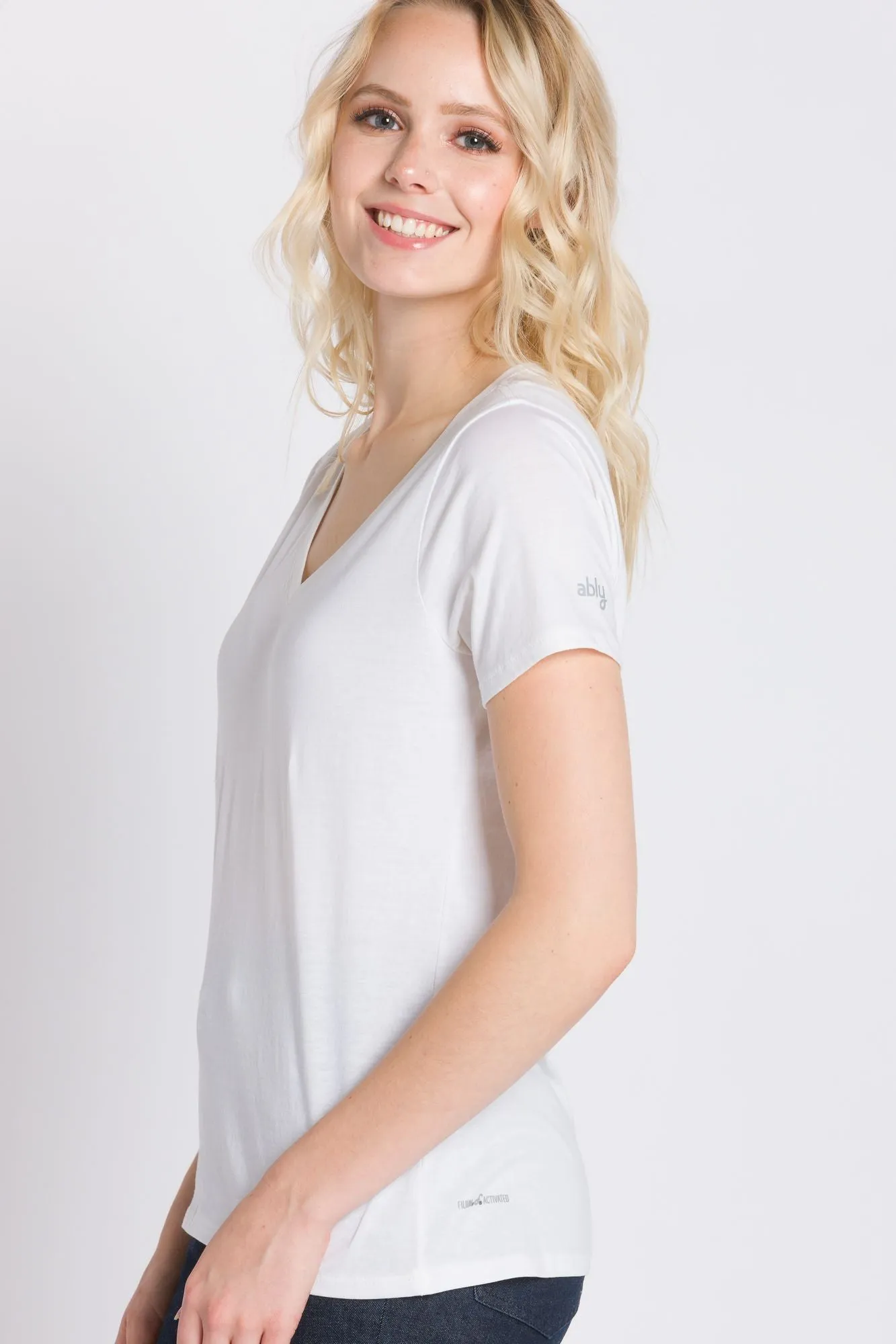 Vanessa | Women's Anti-Stain Deep V-neck sold by Ably Apparel product image thumbnail 2