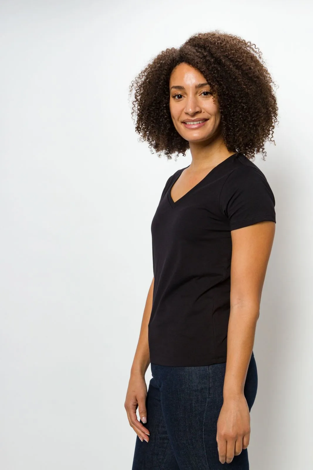 Vanessa Unbranded | Women's Anti-Stain Logo-less Deep V-neck T-Shirt sold by Ably Apparel product image thumbnail 5
