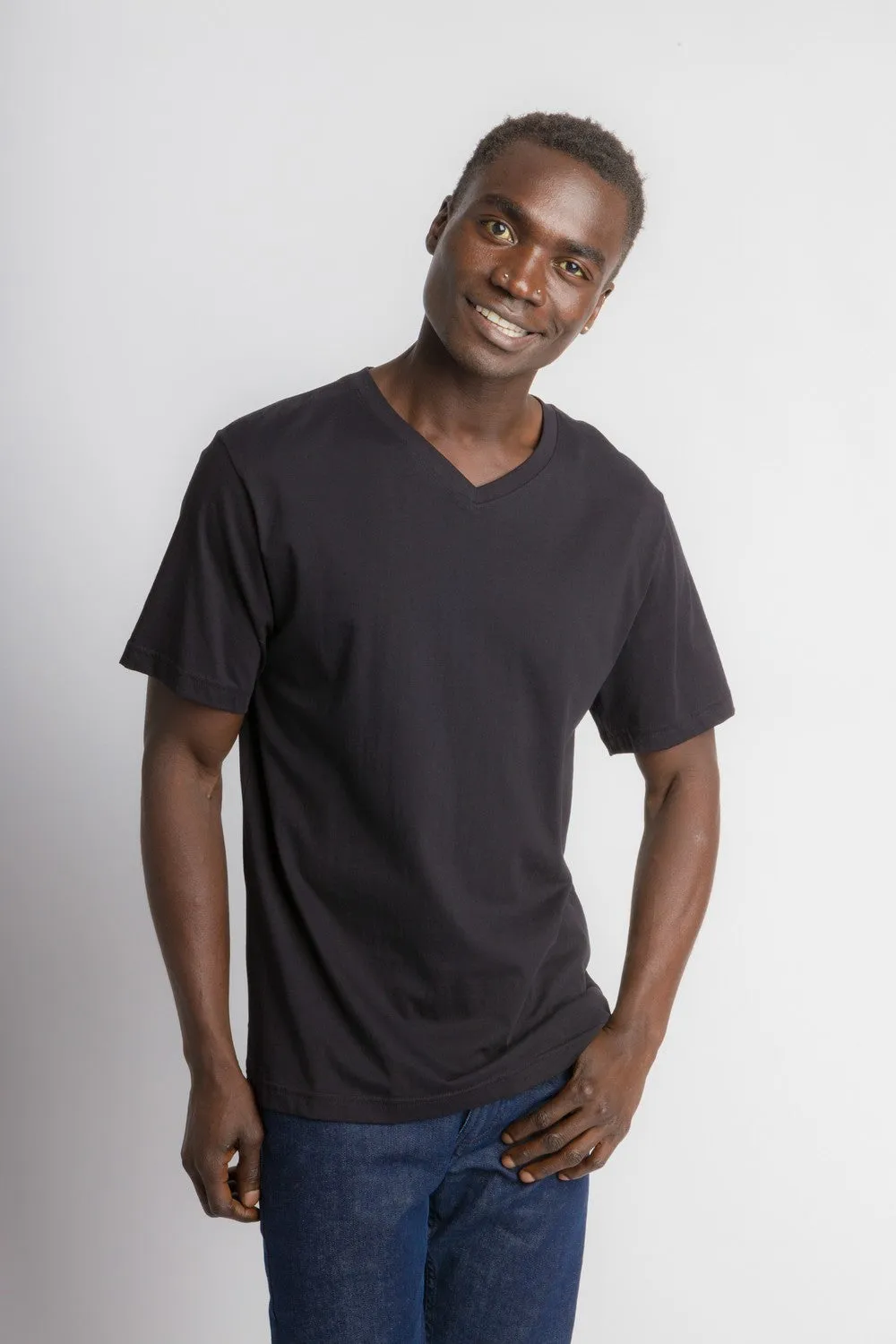 Jamison Unbranded | Men's Anti-Stain Logo-less V-neck Tee sold by Ably Apparel