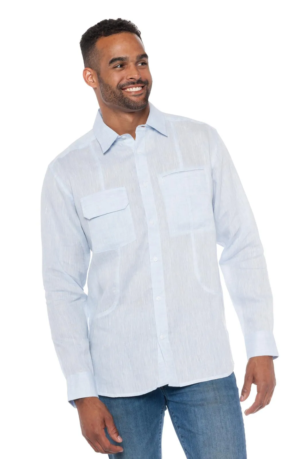 Tropic Breeze | Men's Long Sleeve Linen Shirt sold by Ably Apparel product image thumbnail 4