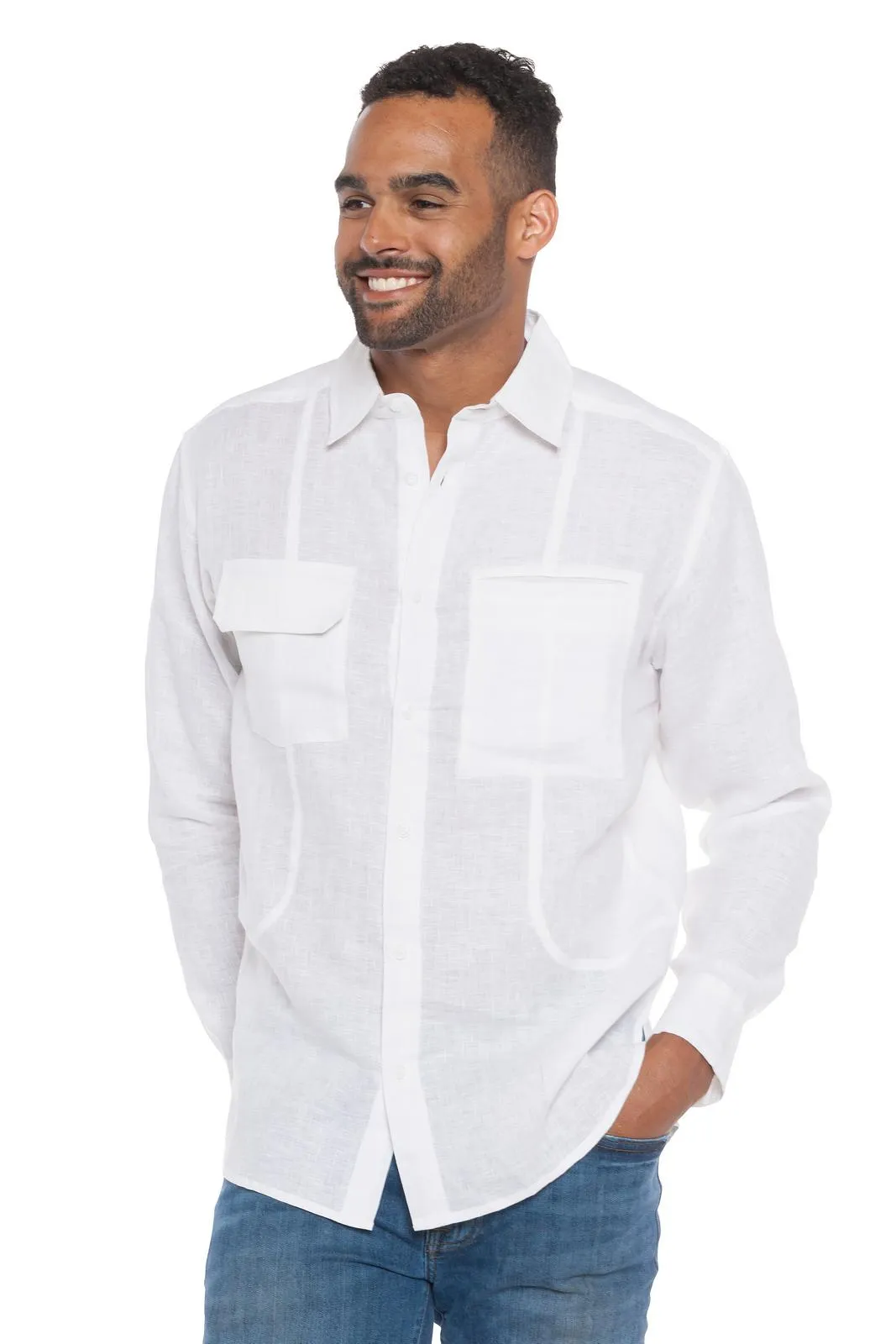 Tropic Breeze | Men's Long Sleeve Linen Shirt sold by Ably Apparel