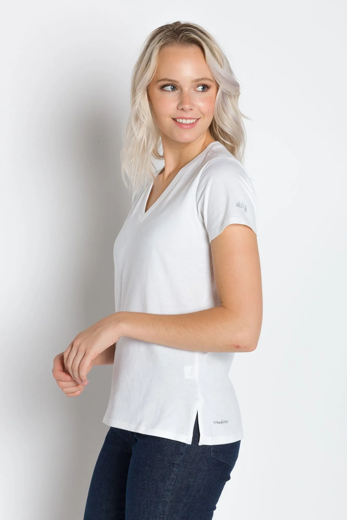 Vanessa Heavy Tee | Women's Anti-Stain Deep V-Neck T-Shirt sold by Ably Apparel product image thumbnail 5