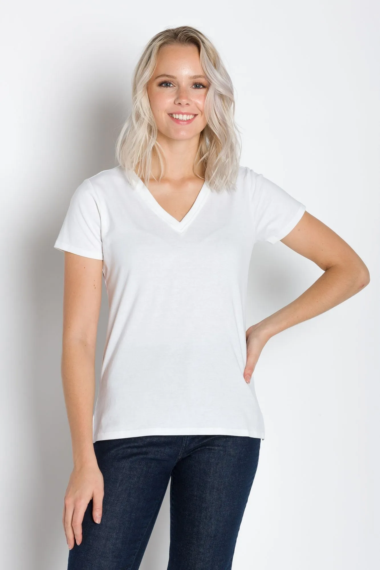 Vanessa Heavy Tee | Women's Anti-Stain Deep V-Neck T-Shirt sold by Ably Apparel product image thumbnail 4