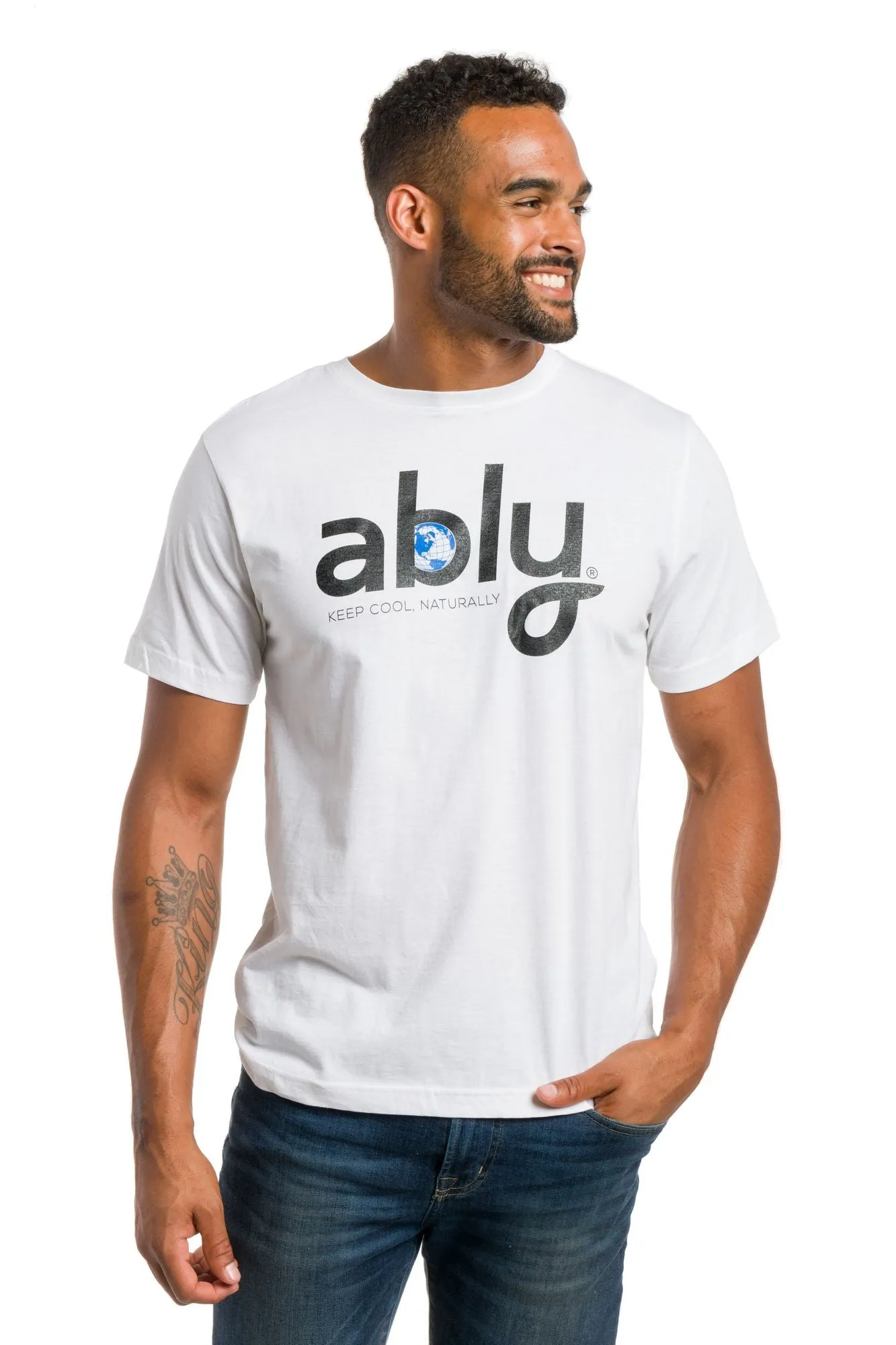 Ably Globe | Men's Keep Cool Naturally T-Shirt sold by Ably Apparel