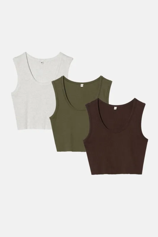 MALIBU CROP TANK 3 PACK made by Elwood Clothing