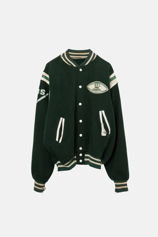 VINTAGE GREEN LETTERMAN JACKET sold by Elwood Clothing