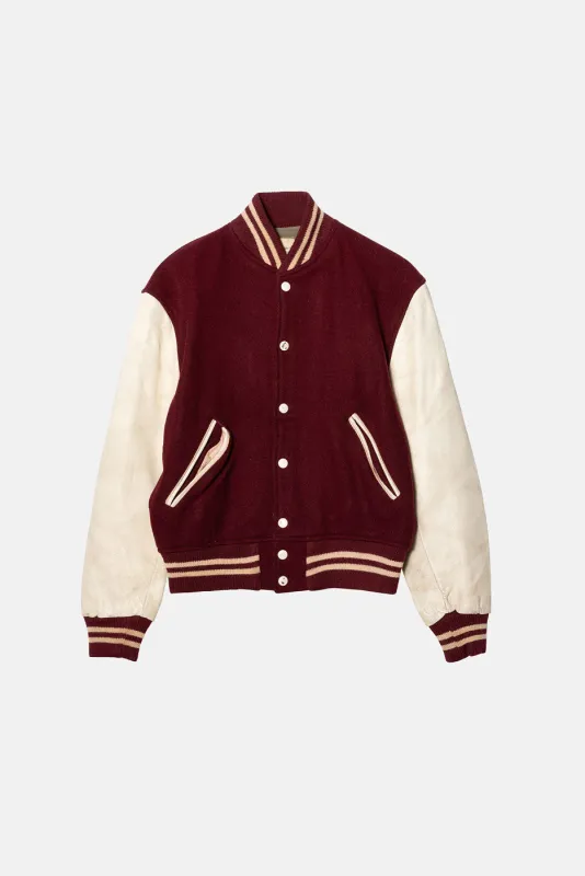 VINTAGE LETTERMAN JACKET BURGUNDY sold by Elwood Clothing
