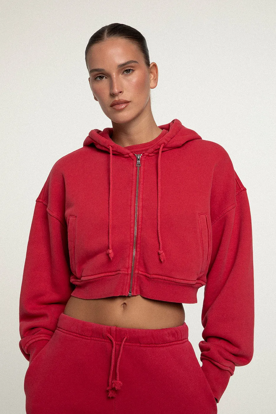 BABYDOLL CROP ZIP HOODIE sold by Elwood Clothing product image thumbnail 3