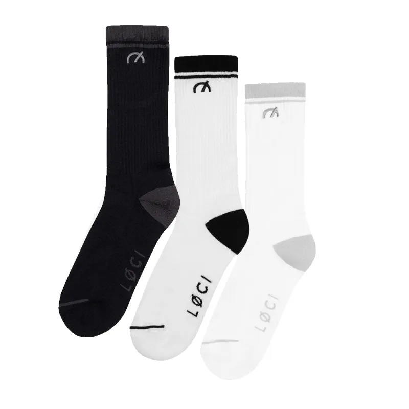 Stripe Cushioned Crew Socks 3-Pack sold by Loci Wear