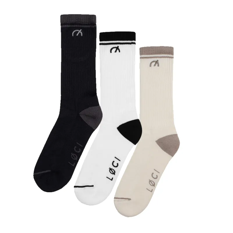 Stripe Cushioned Crew Socks 3-Pack sold by Loci Wear