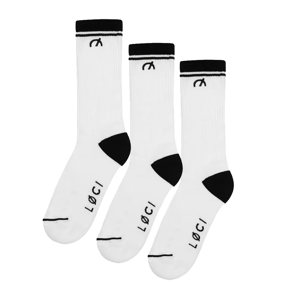 Stripe Cushioned Crew Socks 3-Pack sold by Loci Wear