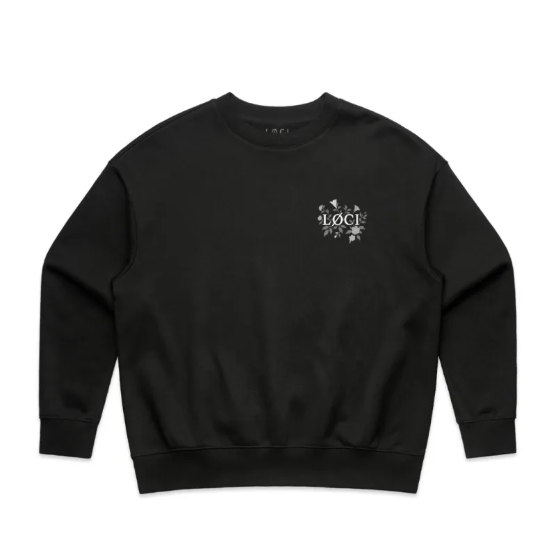 FLOWERS WOMEN'S SWEATER - BLACK sold by Loci Wear